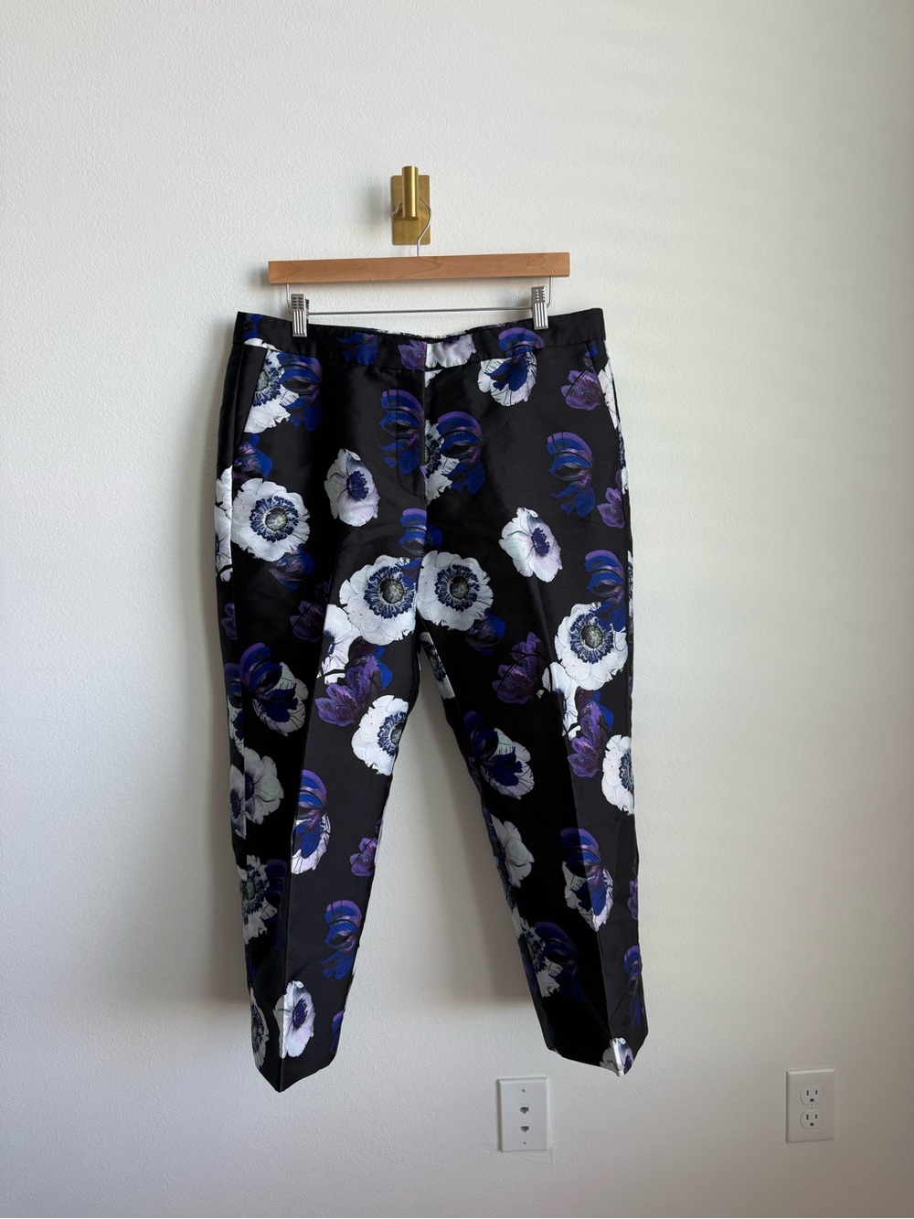 J.Crew Patio Pant Poppy Floral Cropped Pleated Trousers Women's Size 14 Lined - Picture 3 of 10